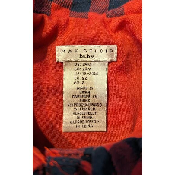 New Max Studio Baby sz 24 Months 3pc Outfit Set Flannel Shirt Vest & leggings Q4 - Picture 2 of 3